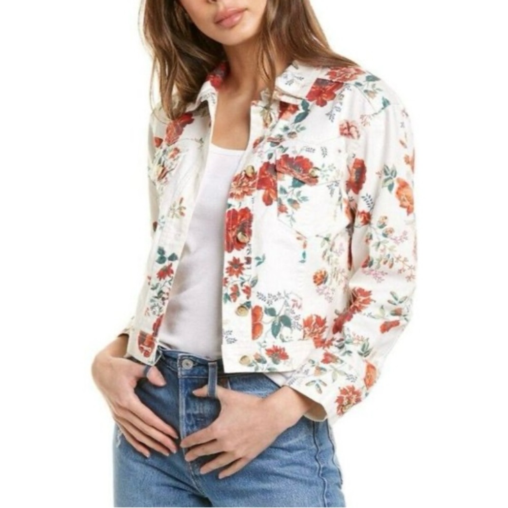 Maje Viflor Floral Denim Jacket
